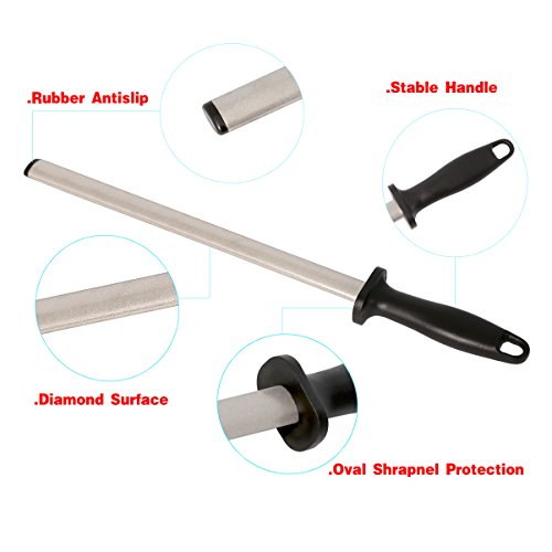 Load image into Gallery viewer, Kota Japan 12 in. Diamond Carbon Steel Professional Knife Sharpener Rod | Kitchen, Home or Hunting | Master Chef, Hunter or Home Gourmet Blade Sharpening Rod or Stick