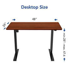Load image into Gallery viewer, Flexispot Standing Desk, 48 x 24 Inches Height Adjustable Desk, Electric Sit Stand Desk Home Office Desks Whole-Piece Desk Board (Black Frame + 48 in Mahogany Top)
