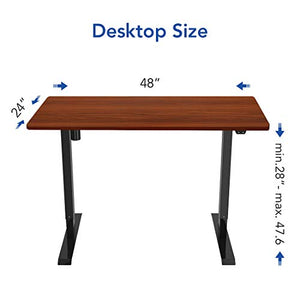Flexispot Standing Desk, 48 x 24 Inches Height Adjustable Desk, Electric Sit Stand Desk Home Office Desks Whole-Piece Desk Board (Black Frame + 48 in Mahogany Top)