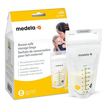 Load image into Gallery viewer, Medela Breastmilk Storage Bags Ready to Use Breast Milk Storing Bags for Breastfeeding Self Standing Bag Space Saving Flat Profile Hygienically PreSealed 6 Ounce, White, 50 Count
