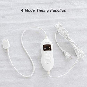 Giantex Heated Mattress Pad w/ 8 Temperature Regulation and 4 Mode Timing Function, Easy Set and Fast Heating Technology, Detachable Electric Heating Bed Toppers