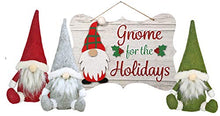 Load image into Gallery viewer, Farmhouse Winter Seasonal Holiday Decor Christmas Decorations - Gnome Sign with 3 Gnome Plush - 4 Piece Set (Gnome for The Holidays)
