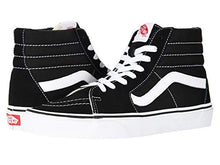 Load image into Gallery viewer, VANS Sk8-Hi Unisex Casual High-Top Skate Shoes, Comfortable and Durable in Signature Waffle Rubber Sole, Black/White, 9 Women/7.5 Men
