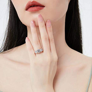 BERRICLE Rhodium Plated Sterling Silver Round Cubic Zirconia CZ 3-Stone Anniversary Engagement Ring 3.72 CTW Size 6.5