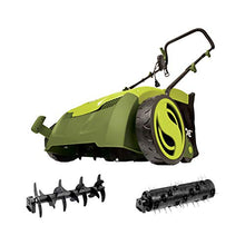 Load image into Gallery viewer, Sun Joe AJ801E 12-Amp 13-Inch Electric Dethatcher and Scarifier w/Removeable 8-Gallon Collection Bag, 5-Position Height Adjustment, Airboost Technology Increases Lawn Health, 13 inch, Green
