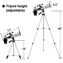 Load image into Gallery viewer, ToyerBee Telescope for Kids &amp;Adults &amp;Beginners,70mm Aperture 300mm Astronomical Refractor Telescope(15X-150X),Portable Travel Telescope with an Adjustable Tripod,A Phone Adapter&amp;A Wireless Remote
