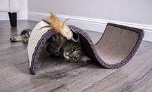 Load image into Gallery viewer, SmartyKat Scratch Scroll with Feather Toy, Multi-Surface Sisal &amp; Carpet Cat Scratcher, Interactive Scratching Outlet &amp; Lounger
