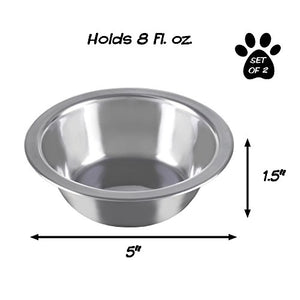 Stainless Steel Hanging Pet Bowls for Dogs and Cats- Cage, Kennel, and Crate Feeder Dish for Food and Water- Set of 2, 8 oz Each By PETMAKER