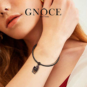 Gnoce"Divine Soul and Spirit" Black Plated Unicorn with Wings Beads 925 Sterling Silver Charm Pendant Locket fit for Bracelet/Necklace