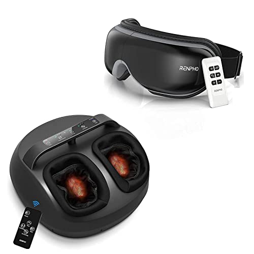 Renpho Foot Massager Machine with Full Covered Heat and Remote & Eye Massager with Heat and Vibration