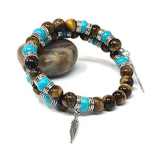 Load image into Gallery viewer, Tiger Eye Turquoise Southwestern Bangle Bracelet for Men &amp; Women
