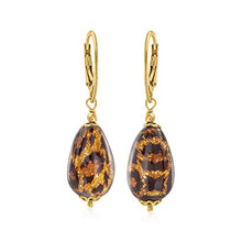 Load image into Gallery viewer, Ross-Simons Italian Leopard Murano Glass Drop Earrings in 18kt Gold Over Sterling
