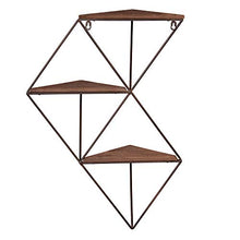 Load image into Gallery viewer, Three Step Wood and Metal Geometric Triangle Wall Shelf
