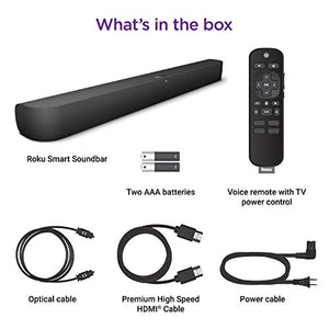 Roku Smart Soundbar, 4K/HD/HDR streaming media player & exceptional audio includes Roku voice remote