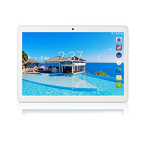 10 inch Android Tablet 4GB RAM 64GB ROM Octa Core with Dual Sim Card Slots - YELLYOUTH 3G Unlocked GSM Phone Tablets with WiFi Bluetooth GPS (Silver)