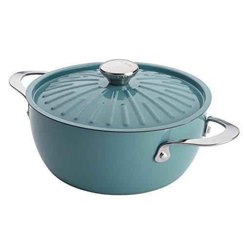 Rachael Ray Cucina Nonstick Dish/Casserole Pan with Lid, 4.5 Quart, Agave Blue