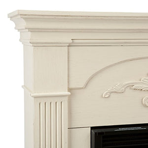 SEI Furniture Sicilian Harvest Traditional Style Electric Fireplace, Ivory