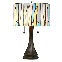 Load image into Gallery viewer, Serena D'italia Tiffany Style Table Lamps Contemporary, Mosaic Stained Glass Lamp, Antique, Victorian, Vintage Styling, Double Pull Chain (Blue, White, Yellow)
