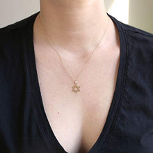 Load image into Gallery viewer, 14k Yellow Gold Star of David Pendant Necklace, 16 Inches
