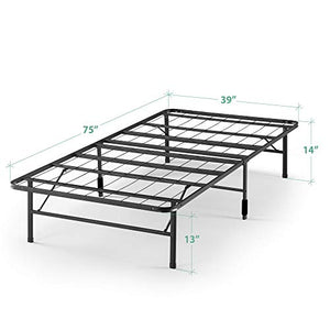 ZINUS SmartBase Tool-Free Assembly Mattress Foundation / 14 Inch Metal Platform Bed Frame / No Box Spring Needed / Sturdy Steel Frame / Underbed Storage, Black, Twin, Regular