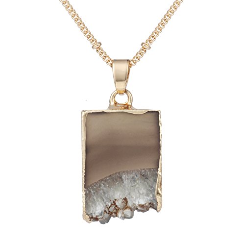 Bonnie 24 inch Agate Stone Crystal Pendant Necklace Natural Stone Handmade Jewelry (5)