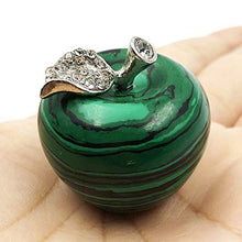 Load image into Gallery viewer, faovramulet Synthetic Green Malachite Stone Carved Appple Figurine Sculpture Statue Healing Crystal Home Ornament Decoration 1.3" Tall
