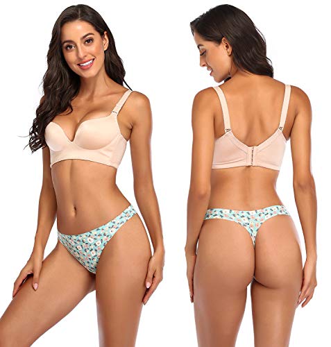 Load image into Gallery viewer, Thong underwear for women,No Show Breathable Cotton Womens Thongs Underwear Seamless Thongs for Women Pack (Multicoloured E-10pack, Medium)