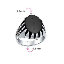 Load image into Gallery viewer, Mens Claw Set Large Oval Cabochon Gemstone Black Onyx Signet Ring For Men Solid Oxidized 925 Silver Handmade In Turkey
