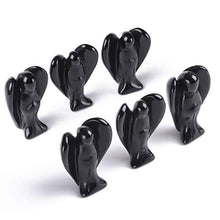 Load image into Gallery viewer, AMOYSTONE Angel Obsidian Gemstone Rock Crystals Pocket Guardian Angel Healing Statues 6PCS 1.5&quot; Black
