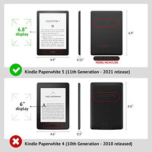 Ayotu Fabric Case for All-New 6.8" Kindle Paperwhite & Signature Edition (11th Gen, 2021 Release) - Lightweight Smart Cover with Auto Wake/Sleep - Support Back Cover Adsorption, Red