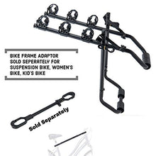 Load image into Gallery viewer, KAC T1 3-Bike Trunk Mount Bike Rack - Tie Down Design, Safety Strap Included - Fits Sedans, Hatchbacks, Minivans, and SUV's - Not Compatible with Rear Spoilers
