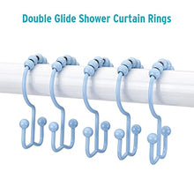 Load image into Gallery viewer, Titanker Shower Curtain Hooks Rings, Durable Metal Double Glide Shower Hooks for Bathroom Shower Rods Curtains, Set of 12 Hooks - Blue
