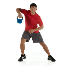 Load image into Gallery viewer, SPRI Kettlebell Weights Deluxe Cast Iron Vinyl Coated Comfort Grip Wide Handle Color Coded Kettlebell Weight Set (Blue, 18-Pound)
