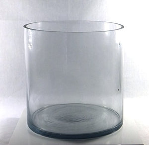 8-Inch Round Large Glass Vase - 8" Clear Cylinder Oversize Centerpiece - 8x8 Candleholder