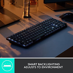 Logitech MX Mechanical Wireless Illuminated Performance Keyboard, Tactile Quiet Switches, Backlit Keys, Bluetooth, USB-C, macOS, Windows, Linux, iOS, Android, Metal