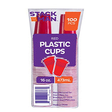 Load image into Gallery viewer, Stack Man Red [16 oz-100 Pack] Party, Cold Drink Plastic Disposable Cups, 100 Count (Pack of 1)
