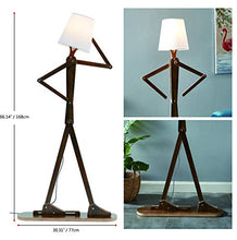 Load image into Gallery viewer, HROOME Cool Tall Decorative Floor Lamp Standing Lights Adjustable Corner Reading for Kids Bedroom Office Wooden Swing Arm Lamps - LED Bulb Included (Teak)
