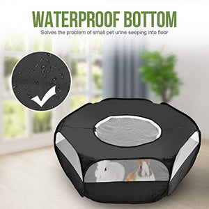 RUCKO Small Pet Playpen, Upgraded Small Animal Playpen with Zip Cover Durable 1/2 Net & 1/2 Cloth Cage for Hedgehogs, Chinchillas, Bunny, Hamster, Cat, etc