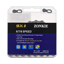 Load image into Gallery viewer, zonkie 6/7/8 Speed Bike Chain 1/2 x 3/32 Inch 116 Links
