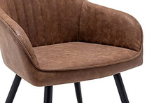 Load image into Gallery viewer, ANNJOE Faux Leather Accent Chair Arm Chairs Living Room Chairs Leisures Chair Upholstered Chair with Metal Legs Set of 2 for Home Kitchen Office Bistro Cafe, Brown
