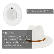 Load image into Gallery viewer, Men &amp; Women Panama Hat Classic Wide Brim Fedora Hat with Belt Buckle-Y-White 3
