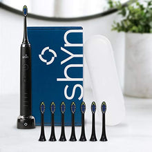 Load image into Gallery viewer, Shyn Sonic Rechargeable Electric Toothbrush - ADA Accepted - with 8 Whitening Brush Heads, Charger, and Travel Case (Black)
