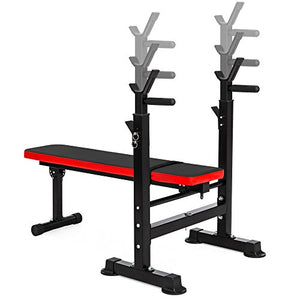 Best Choice Products Adjustable Folding Fitness Barbell Rack and Weight Bench for Home Gym, Strength Training