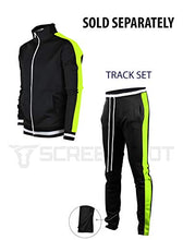 Load image into Gallery viewer, SCREENSHOTBRAND-S41700 Mens Hip Hop Premium Slim Fit Track Pants - Athletic Jogger Bottom with Side Taping-BK/NE-Medium
