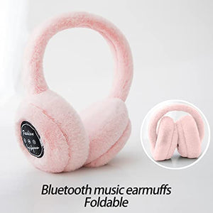MatureGirl Winter Warm Velvet Bluetooth Headset, Unisex Wireless Stereo Gaming Headphones Head-Mounted Earphones Music Computer Game Over Ear Headphones for Kids Adult (Pink)
