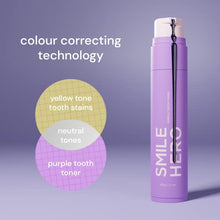 Load image into Gallery viewer, Smile Hero Purple Toner Teeth Whitener, Effortless at Home Teeth Whitener, Tooth Stain Remover, Purple Toothpaste, Safe &amp; Zero Sensitivity Brightening
