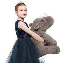 Load image into Gallery viewer, Tezituor 24 Inches Rhino Stuffed Animals - Big Rhino Plush Toy Cute Soft Gift for Boy Girl Kids, Gray
