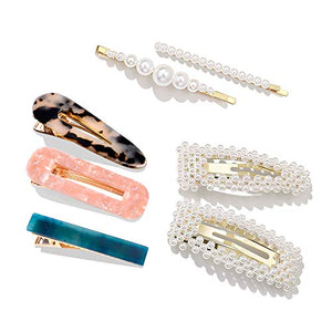 15 PCS Pearls Hair Clips-Cehomi Fashion Korean Style Acrylic Resin Hair Barrettes Hair Clip Hairpins for Women and Ladies Girls Headwear Styling Tools Hair Accessories