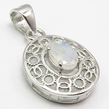 Load image into Gallery viewer, SilverStarJewel 925 Sterling Silver Rainbow Moonstone tcw 0.9 Necklace Pendant 1" 2 Grams New Gift
