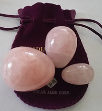 Load image into Gallery viewer, Yoni Eggs Set of 3 Rose Quartz Jade Eggs, Undrilled, Full Range 3 Sizes (L/M/S), for Training to Gain Better Bladder Control and Incontinence Treatment
